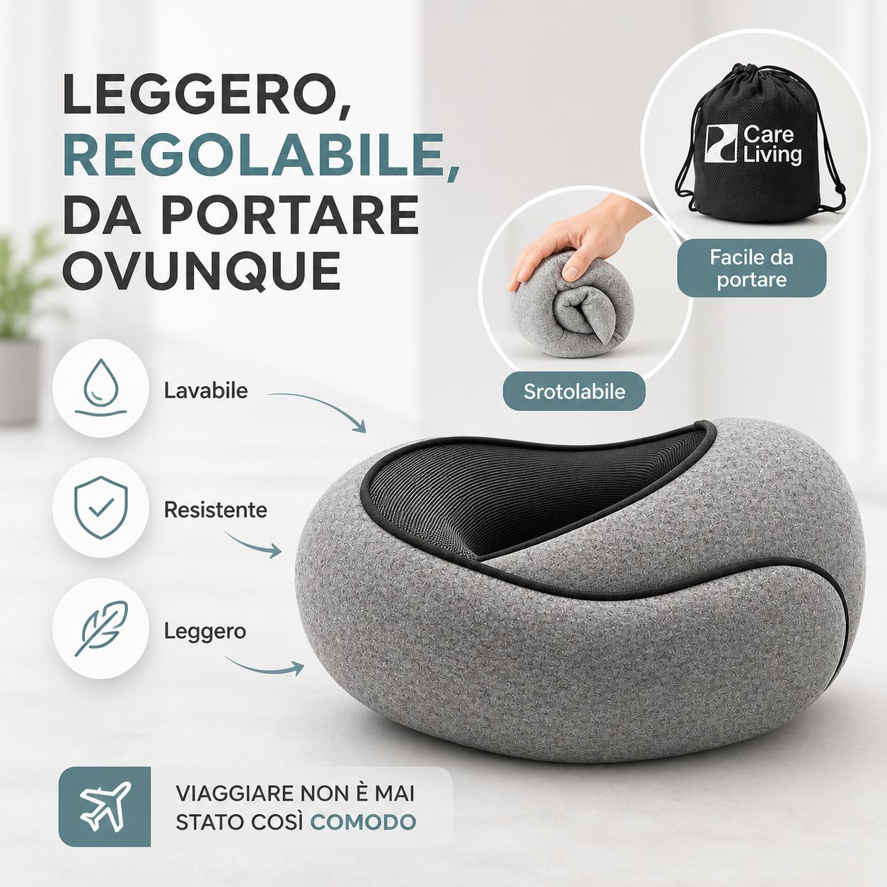 Cuscino ergonomico da viaggio ✈️ CareLiving®