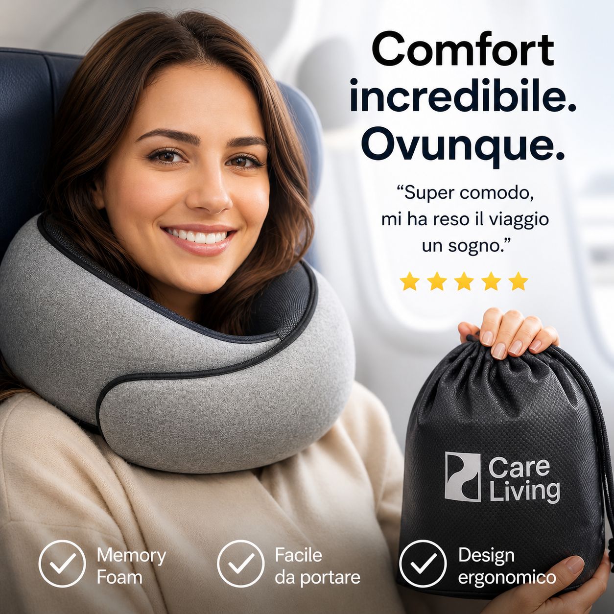 Cuscino ergonomico da viaggio ✈️ CareLiving®