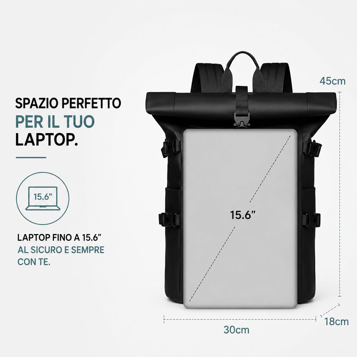 Zaino Roll-Top Impermeabile Urban Pro CareLiving®