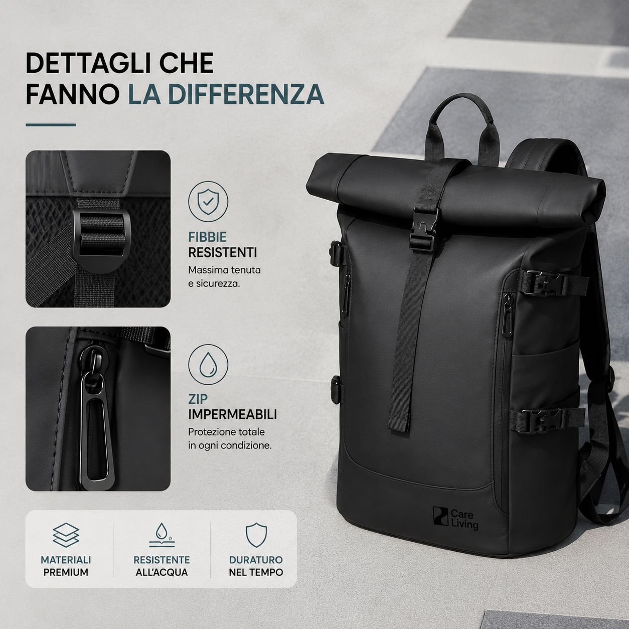 Zaino Roll-Top Impermeabile Urban Pro CareLiving®